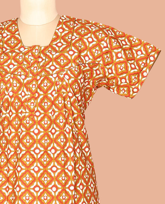 Yellow Cotton-Blended Nighty