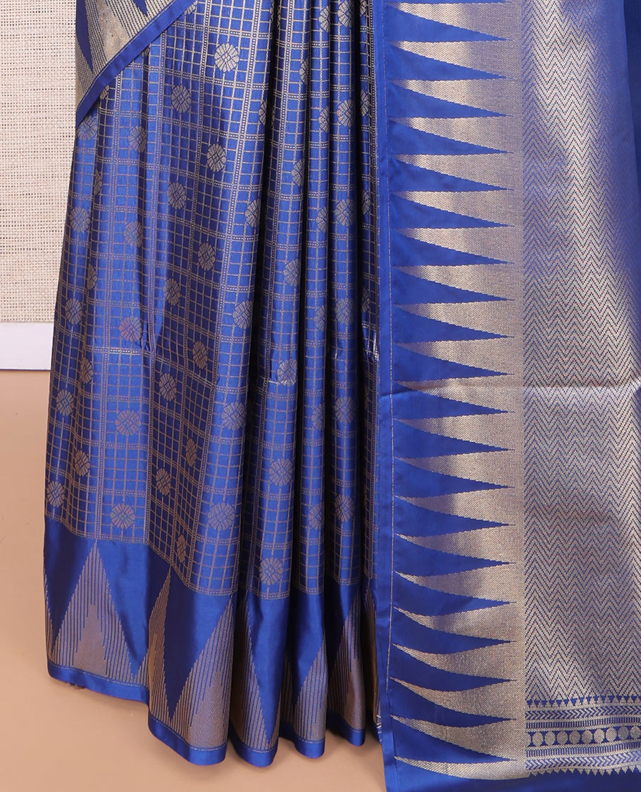 Blue Chevron Stripe Budget Silk Saree