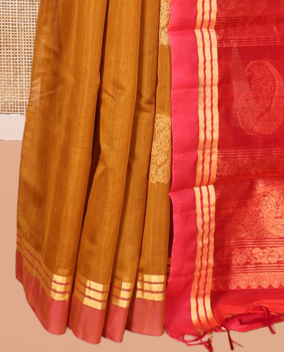 Mustard Silk Cotton Saree