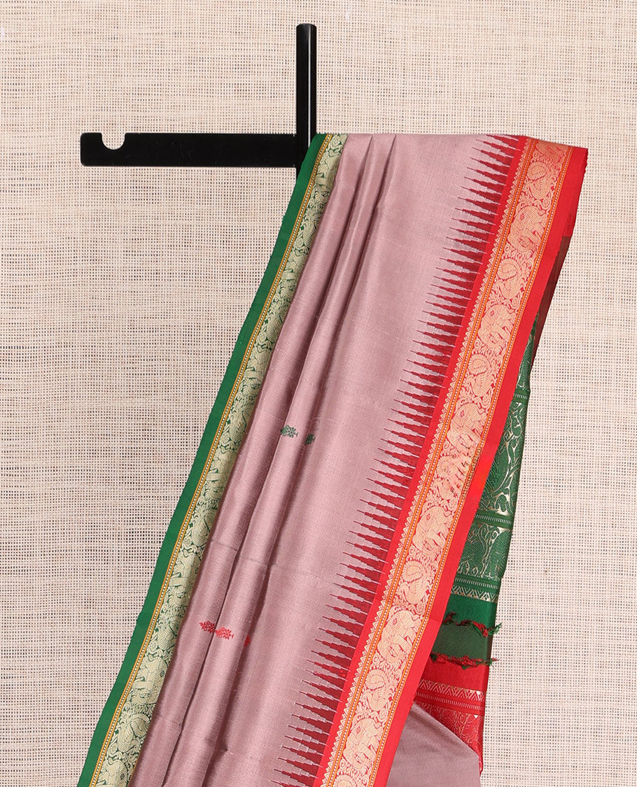 Pale Brown Kanchipuram Chettinad Saree