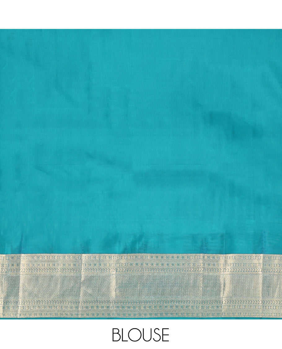 Blue Vasundhara Lite Silk Mix Saree, Embellished with Zari Buttas All Over Its Body, Highlighted by a Zari Border of Rettai Neli, Poun, Banaras, Manga, and Mayil Kann Designs, Grand Pallu, and Paired with a Matching Blouse