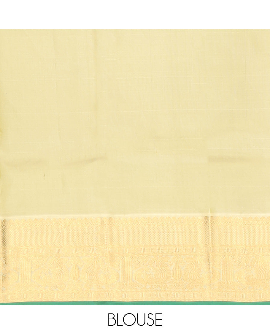 Maroon Vasundhara Silk Saree, Adorned with Arumbu Manga Buttas All Over Its Body, Complemented by Contrast Border of Thilakam Mokku, Mayil and Mayil Kann Designs, Grand Pallu and Paired with a Contrast Blouse