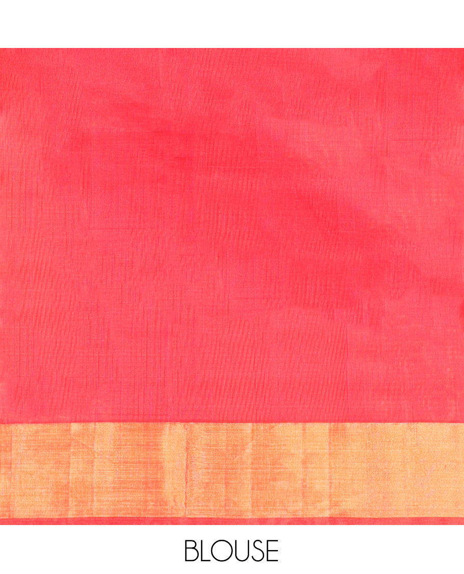 Red Uppada Silk Saree, Spotlighted with Buttas, Highlighted by a Zari Border, Zari-Woven Pallu, and a Matching Blouse
