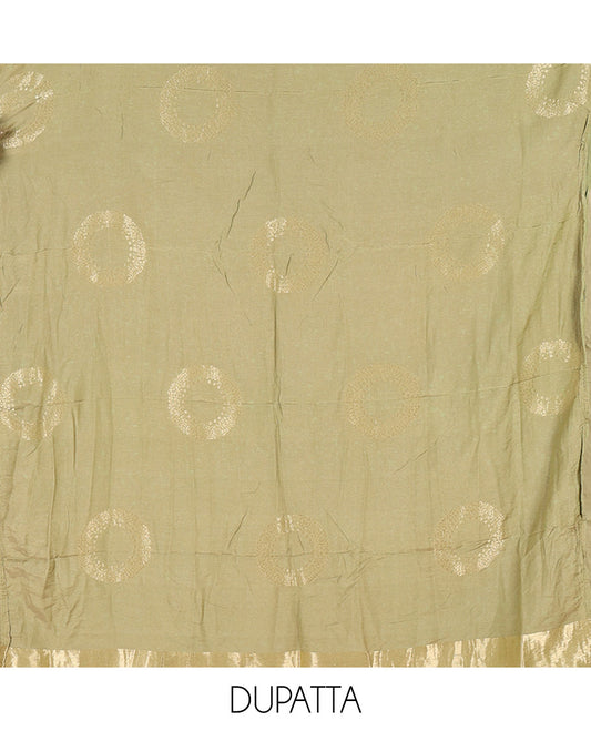Green Mul Chanderi Tissue Material Chudidar Set