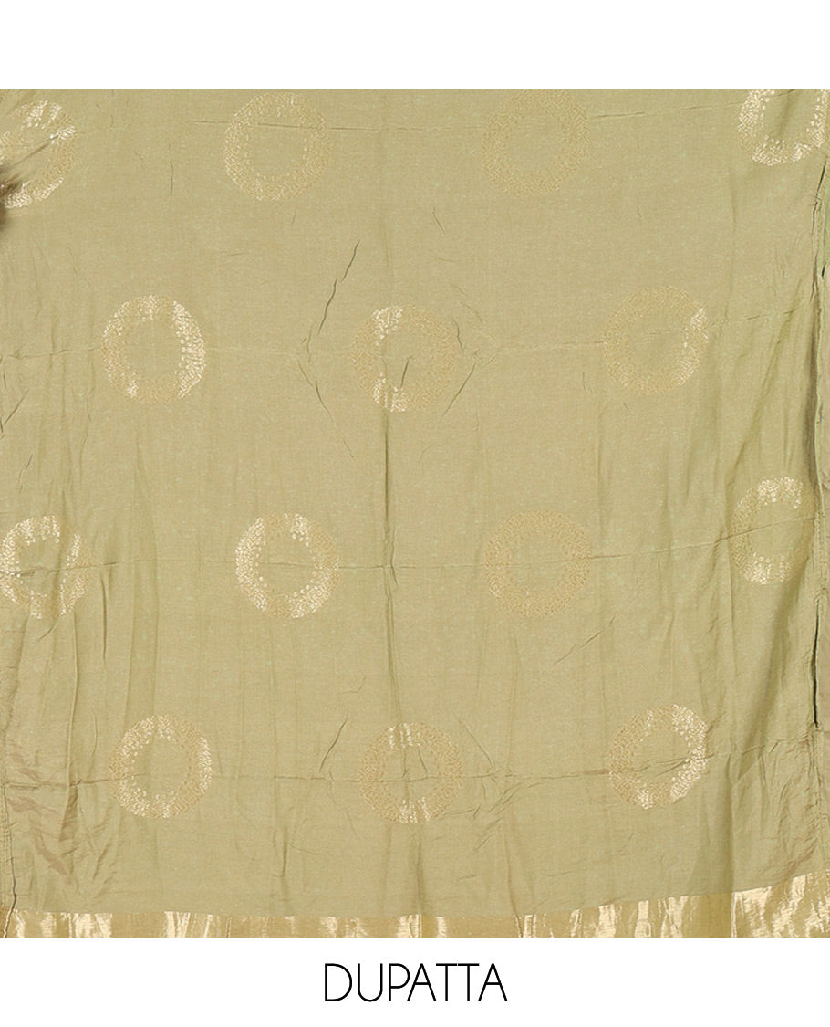 Green Mul Chanderi Tissue Material Chudidar Set