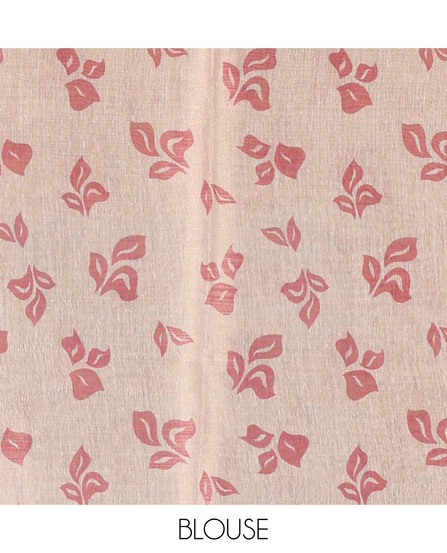 Borderless cream base multi-color abstract floral printed tissue saree, abstract printed pallu and a matching motifs printed blouse