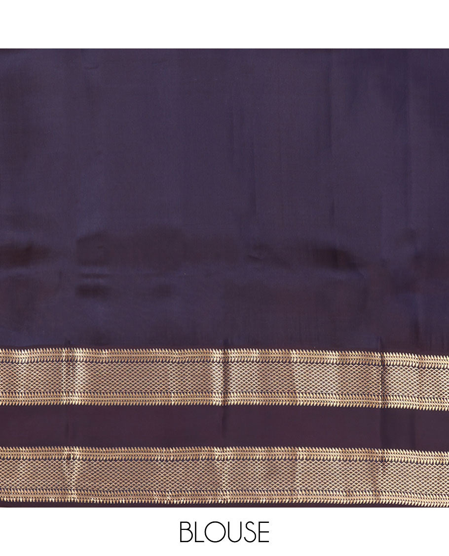 Pink Vasundhara Lite Silk Mix Saree, Woven with Zari Buttas, a Contrast Rettai Pettu Border of Ara Bogudi, Banaras, Muthu, and Ara Maadam Designs, Grand Pallu, and a Contrast Blouse