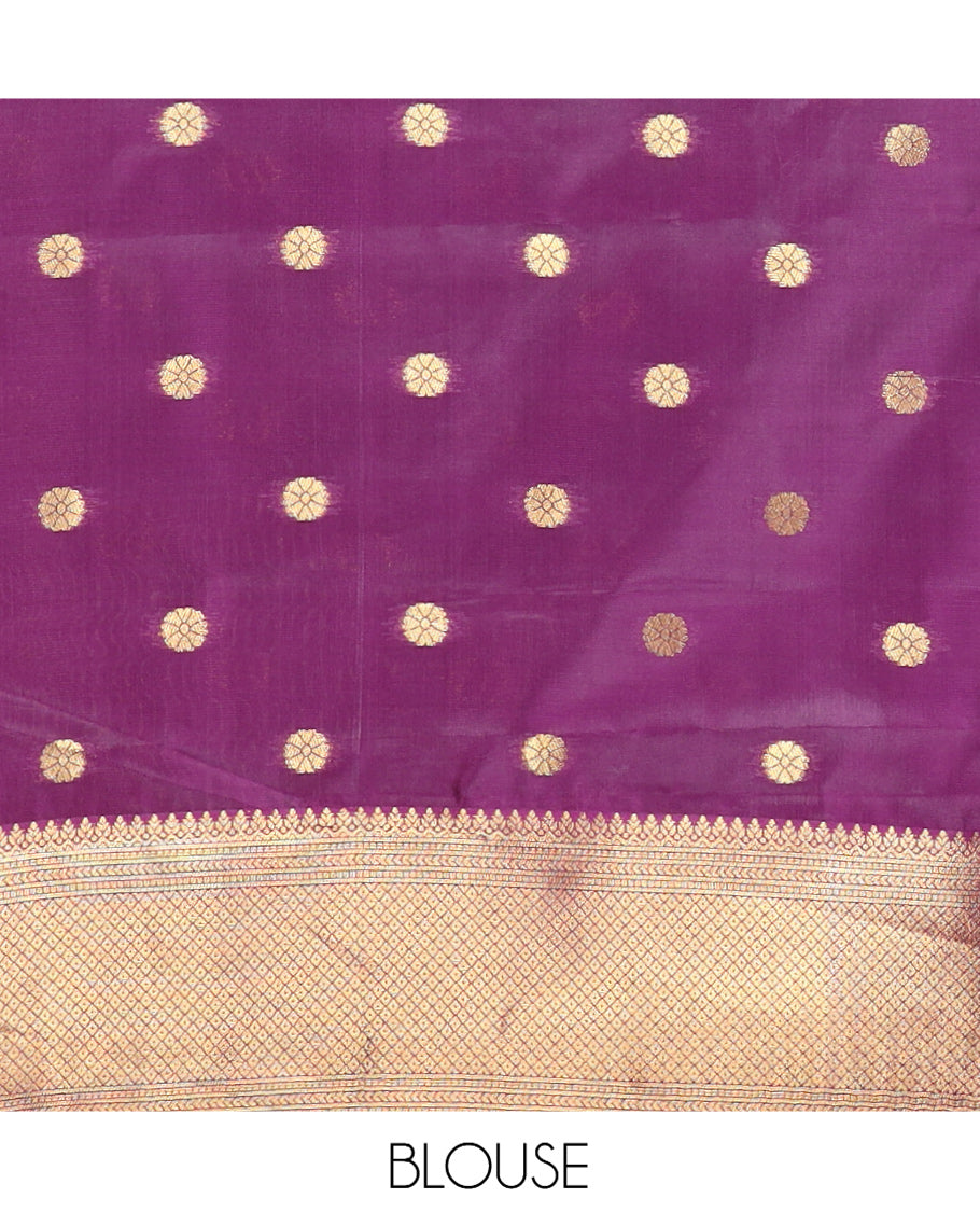 Purple Semi-Silk Saree, Enriched with Jacquard Design, a Traditional Zari Border, Grand Pallu, and a Matching Blouse-Trisha-Inspired
