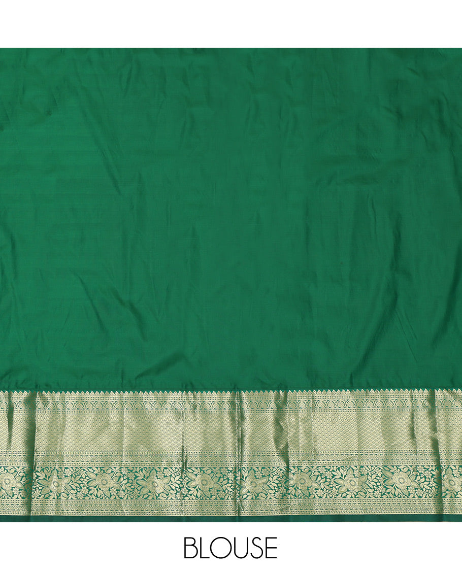 Purple Jacquard Art Silk Pavadai Material, Mesmerized with Contrast Traditional Border, Contrast Blouse
