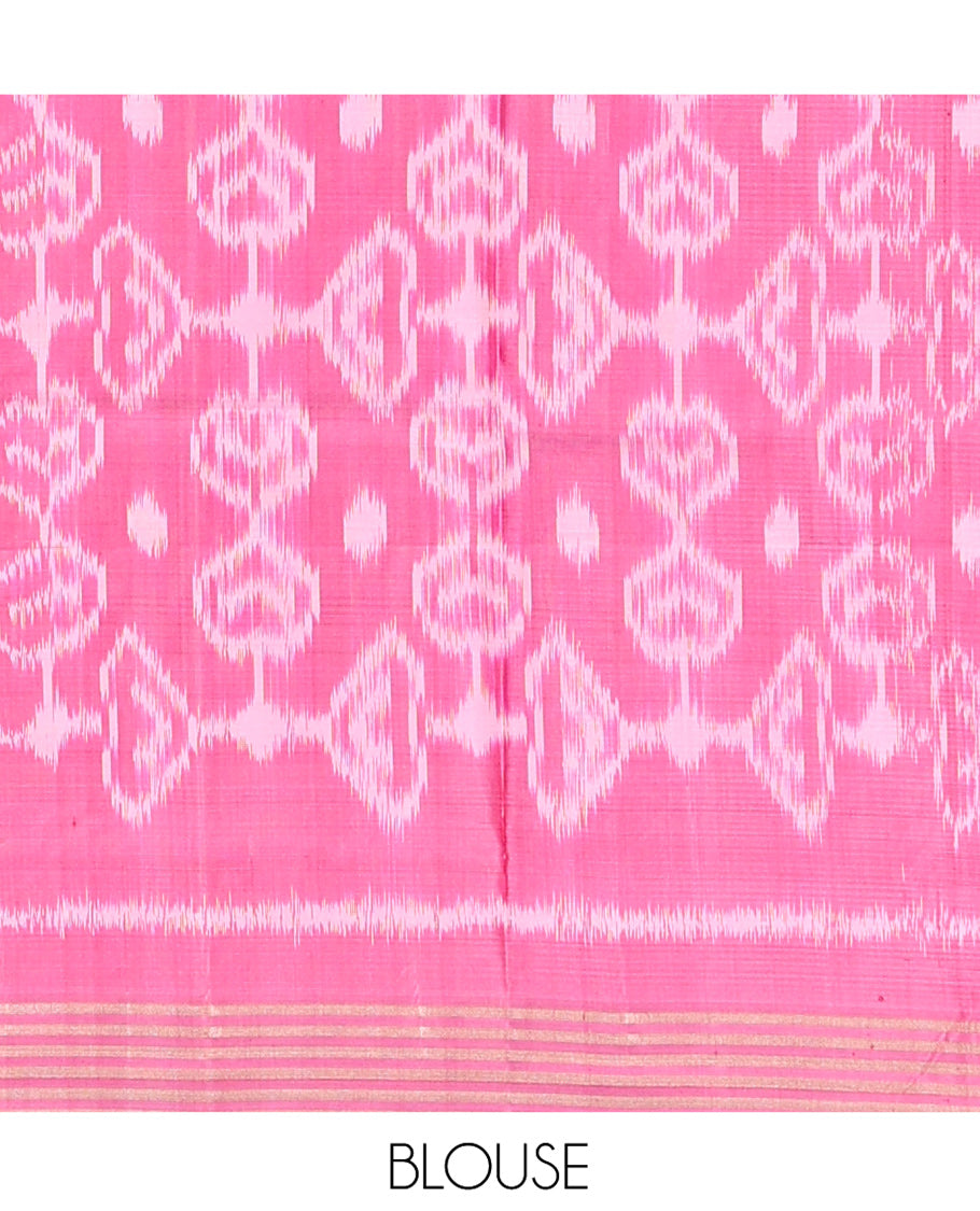 Green and Black Mayuri Soft Silk Saree, Subtly Sparkled with Kasa-Kasa Checks All Over Its Body, Highlighted by Zari Striped Border, Delicately Woven Pallu of Ikkat Texture, and Paired with a Contrast Blouse