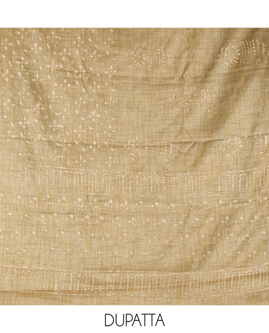 Pista Green Semi-Silk Khadi Jute Material Chudidar Set