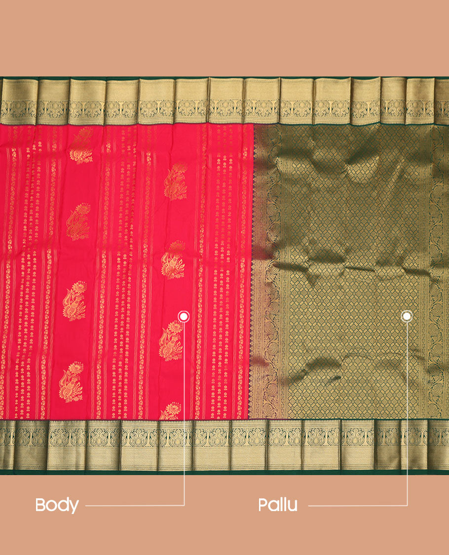 Red Zari Butta Budget Silk Saree