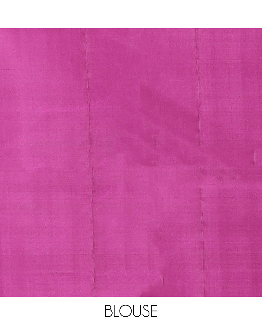 Borderless Purple Vasundhara Silk Saree, Styled with Vanki and Zari Stripes, Highlighted by a Grand Pallu, and Matching Blouse