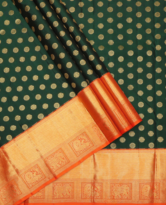 Green Pure Silk Navarathna Pavadai Material Set