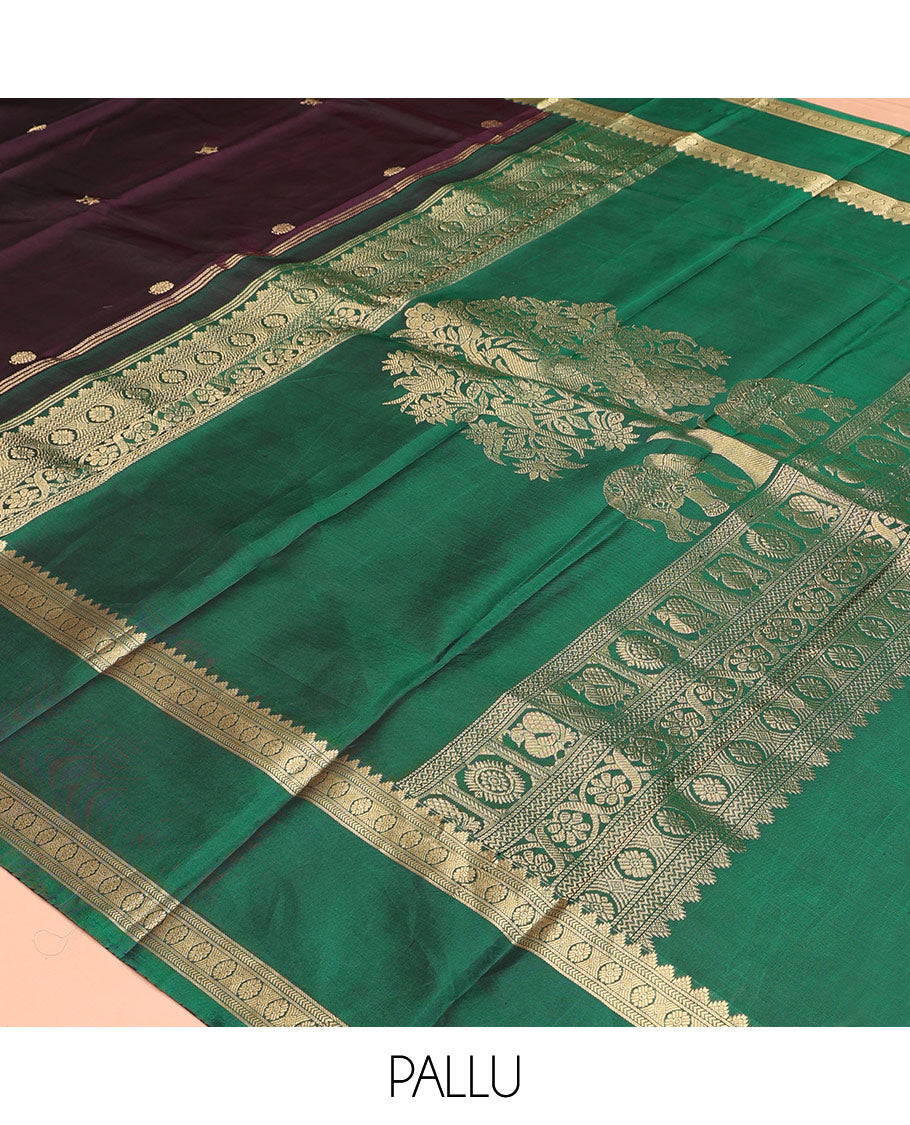 Wine Kanchipuram Chettinad Saree
