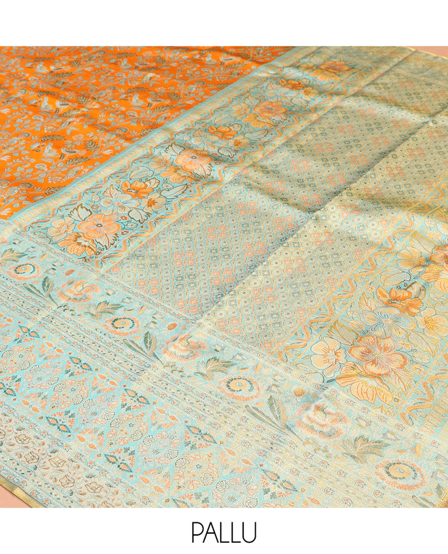 Orange Kanchipuram Tissue Silk Saree
