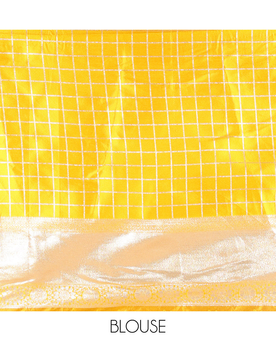 Mango Yellow Semi-Silk Half-Saree