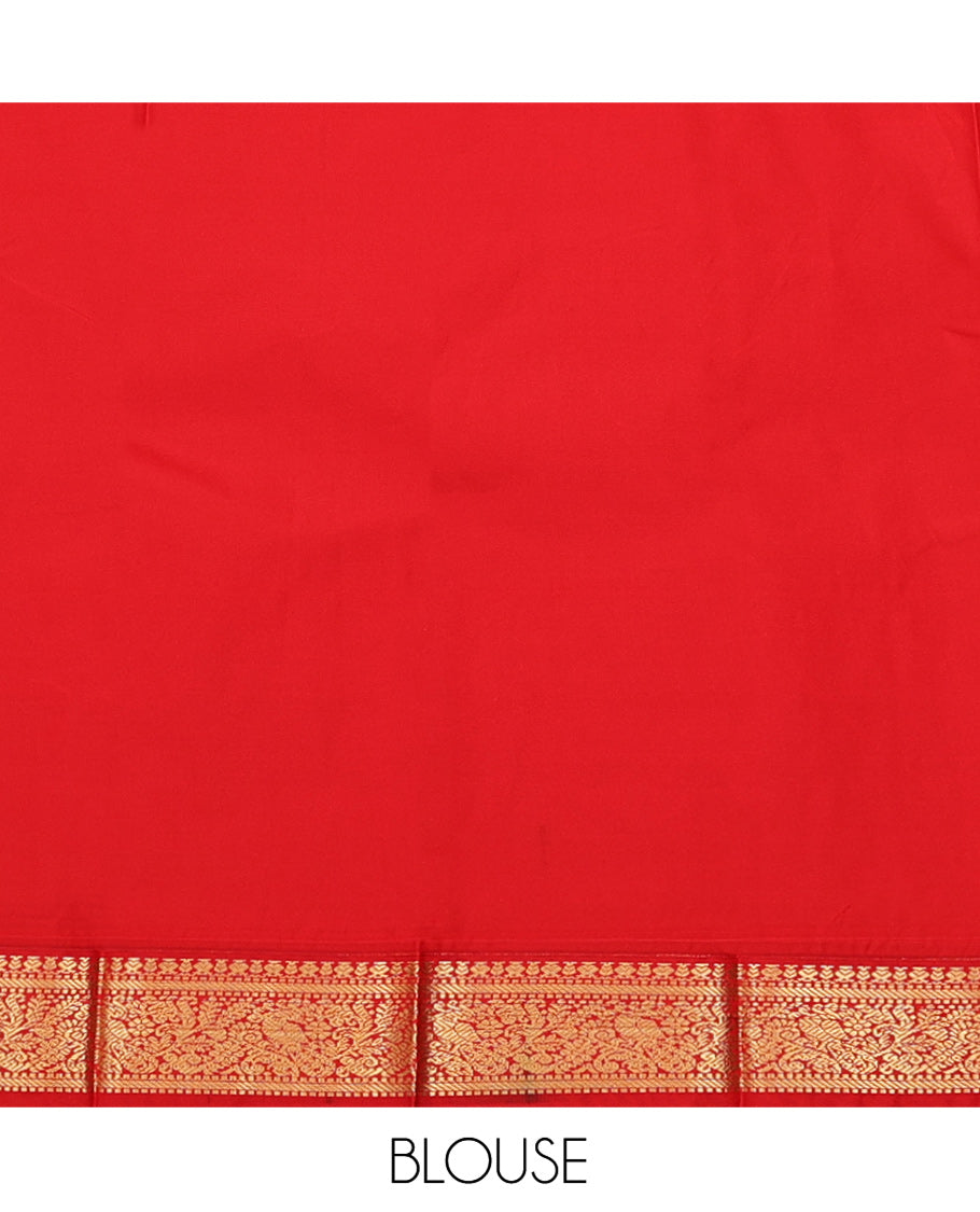 Lavender Budget Silk Saree, Finely Crafted with Zari Buttas and Zari Stripes on Its Body, Complemented by a Contrast Peacock Zari Design Border, Grand Jaal Pallu, and Paired with a Contrast Blouse