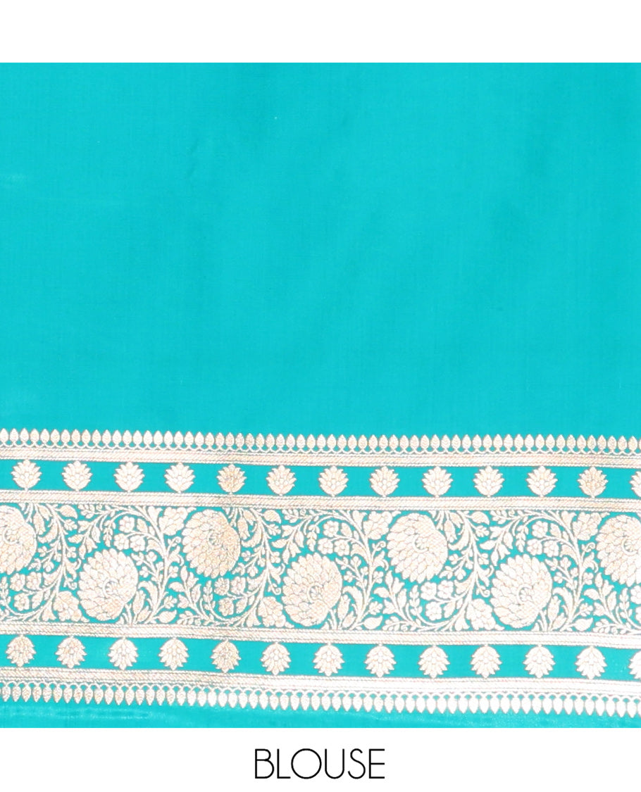 Pink Banarasi Nylon Saree, Embellished with Jacquard Design, Complemented by a Contrast Traditional Zari Border, Intricate Pallu, and a Contrast Blouse