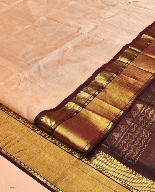 Sandal Zari Border Kuppadam Silk Saree