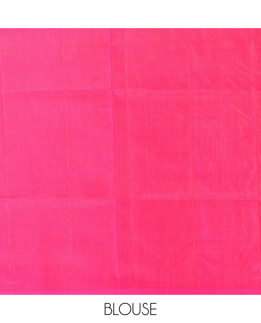 Borderless Pink Mayuri Soft Silk Saree, Graced with Buttas, Subtly Sparkled Pallu, and a Matching Blouse