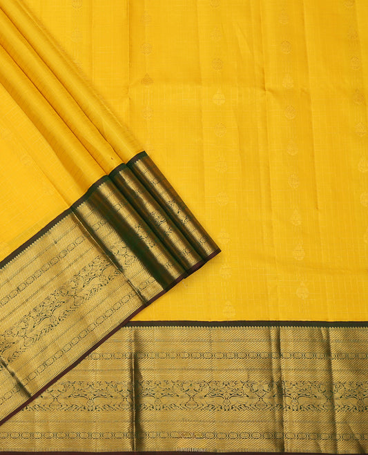 Yellow Pure Silk Navarathna Pavadai Material Set