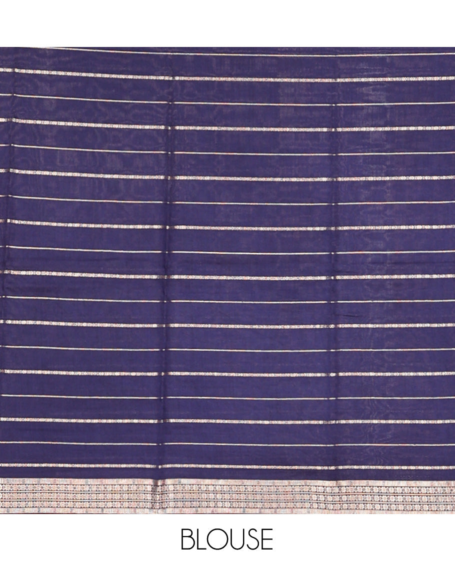 Navy Blue Assam Silk Saree