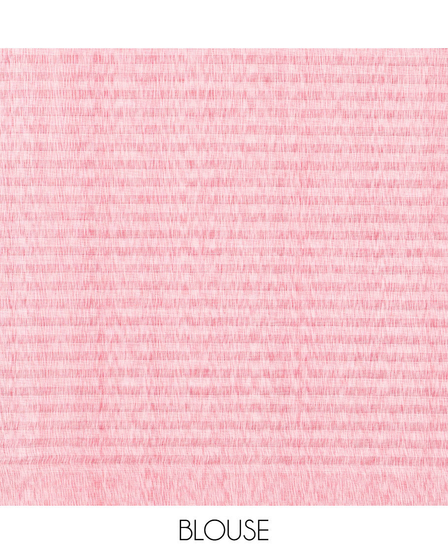 Borderless Pale Pink Checked Chirala Cotton Saree, a Self-Pallu, and a Matching Blouse