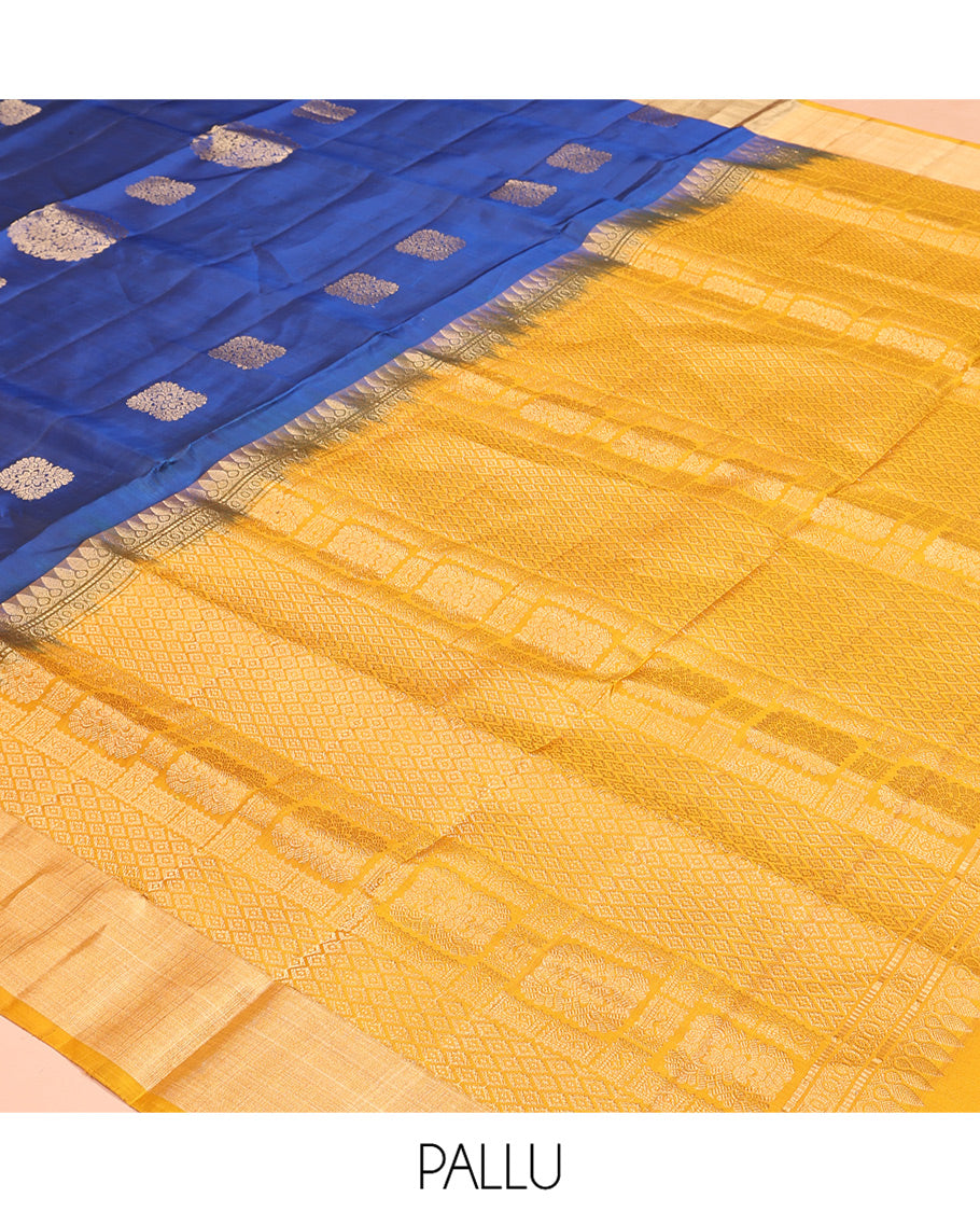 Blue Mayuri Lite Silk Mix Saree, Finely Crafted with Zari Buttas, a Contrast Border, Intricate Pallu, and a Contrast Blouse