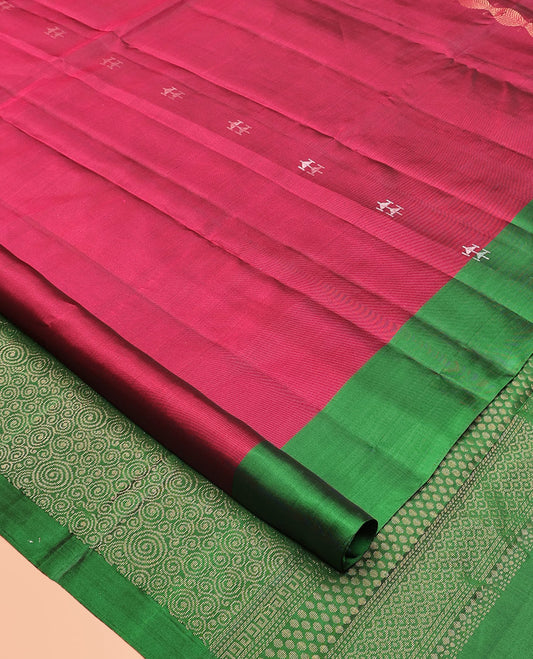 Red Scallop Design Mayuri Lite Silk Mix Saree