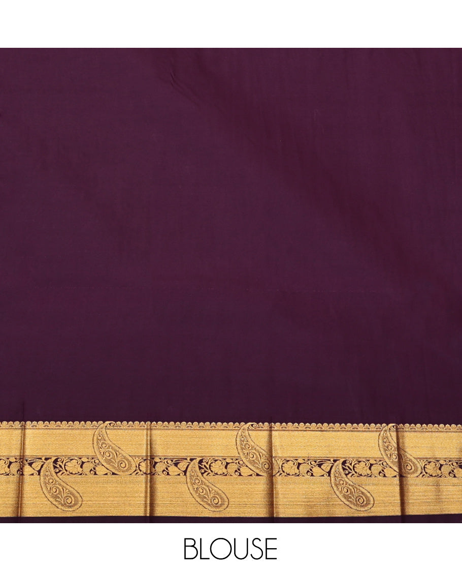 Blue Budget Silk Saree, Adorned with Zari Buttas, Complemented by a Contrast Paisley Zari Border, Grand Pallu, and a Contrast Blouse