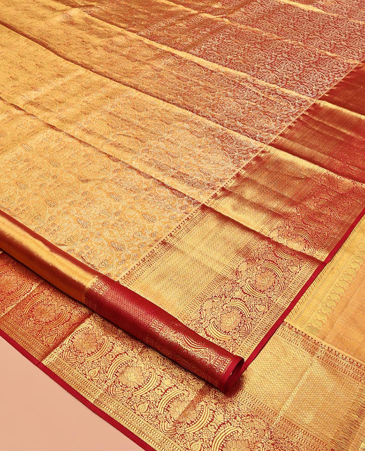 Orange Kanchipuram Tissue Silk Saree