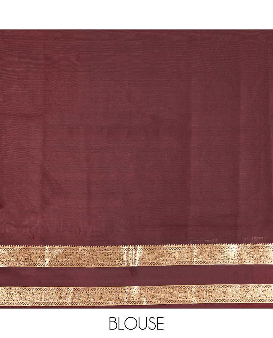 Green Mayuri Lite Silk Mix Saree, Featuring Zari Buttas, a Contrast Rettai Pettu Traditional Zari Border, Intricate Pallu, and a Contrast Blouse
