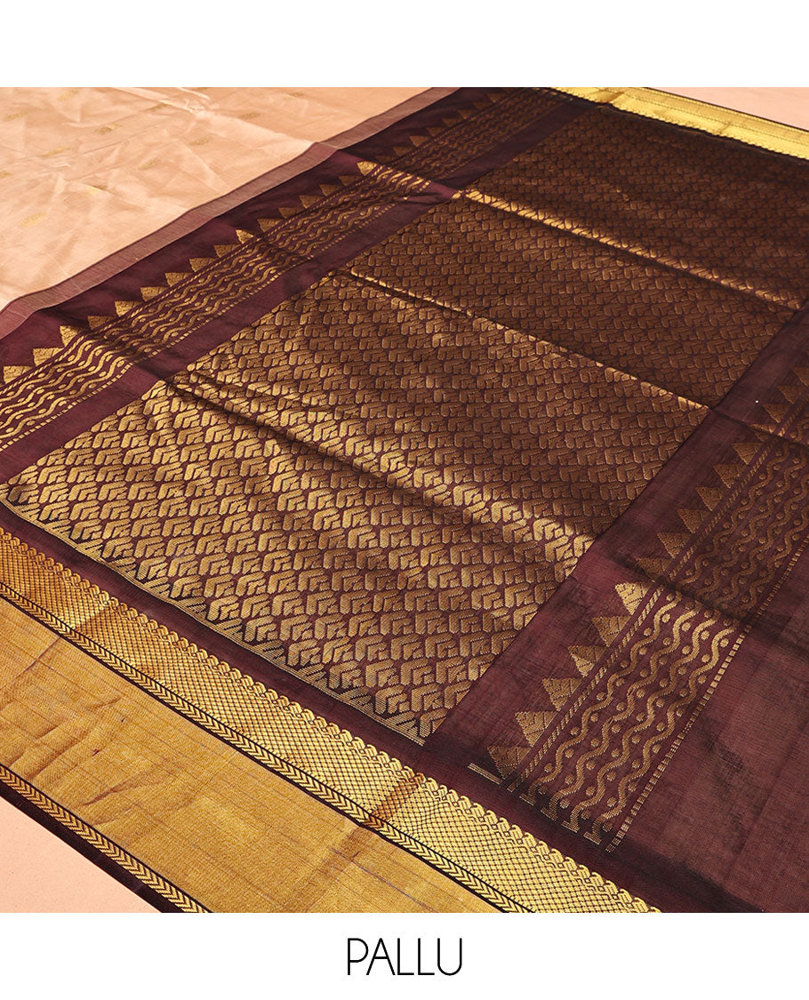 Sandal Zari Border Kuppadam Silk Saree