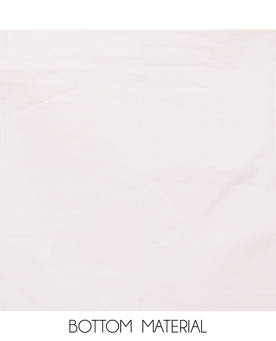 Milk White Net Kota Material Churidar, Adorned with Hand-Brush Painting Floral Printed Top, a Plain Bottom, and Hand-Brush Floral Printed Dupatta