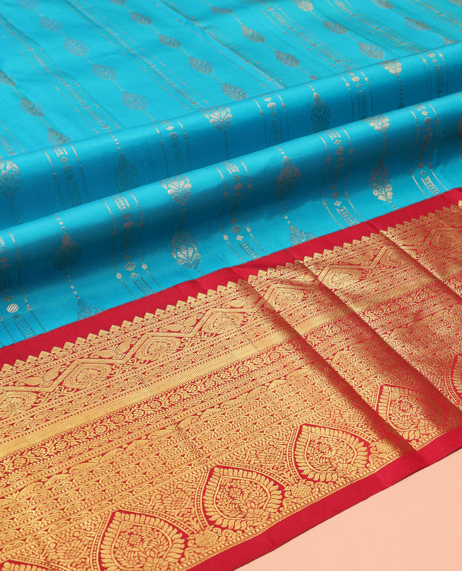 Blue Pure Silk Half-Saree