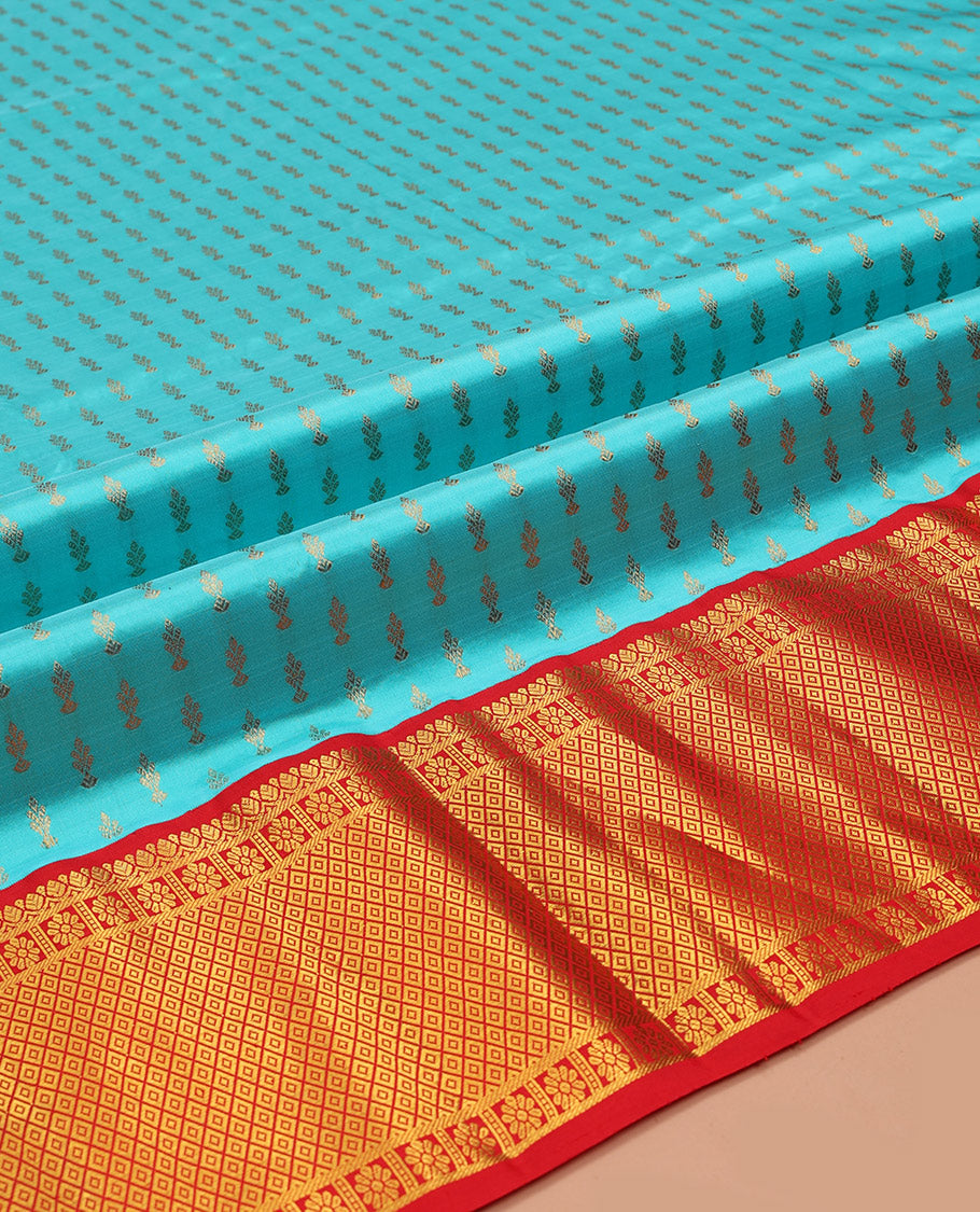 Blue Pure-Silk Half-Saree