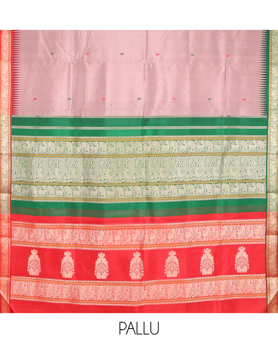 Pale Brown Kanchipuram Chettinad Saree