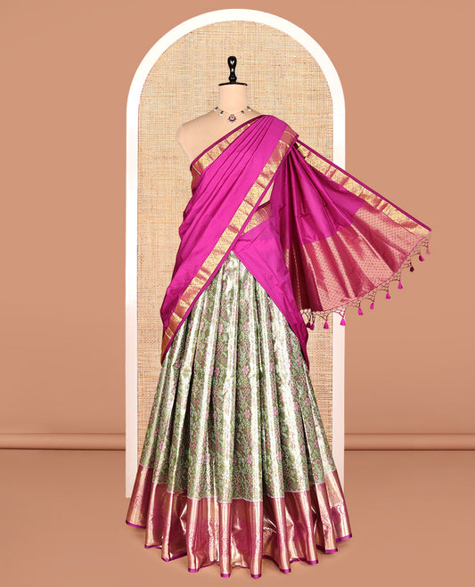 Green Art Silk Half-Saree