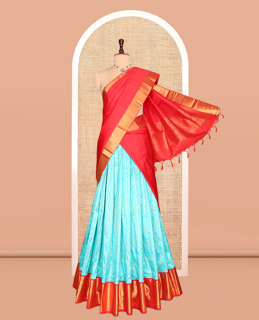 Blue Pure-Silk Half-Saree