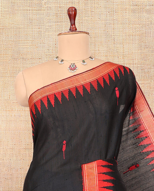 Black Dupion Saree