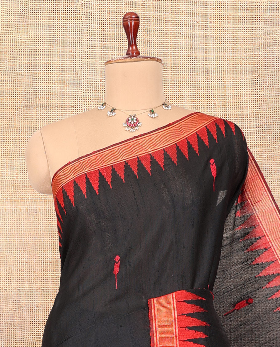 Black Dupion Saree