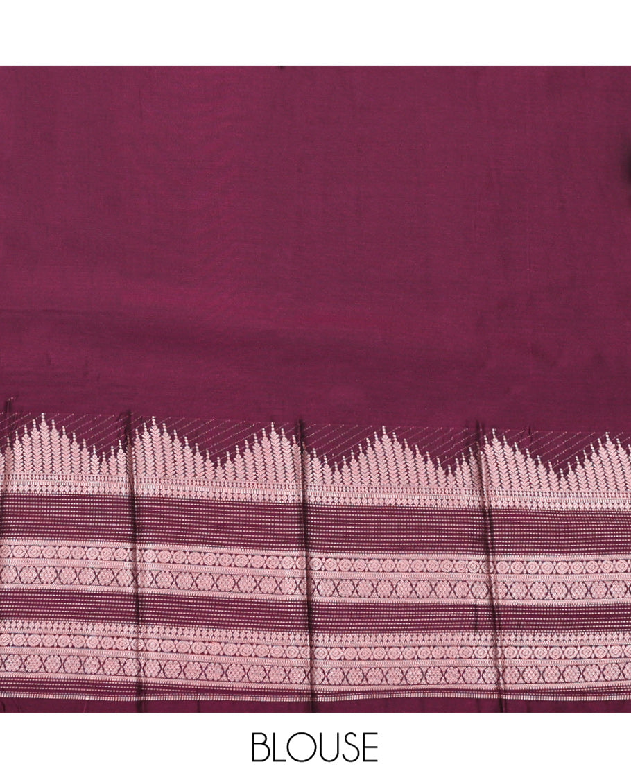 Purple Budget Silk Saree, Woven with Zari Buttas, Highlighted by Traditional Zari Design Border, Grand Pallu, and a Matching Blouse