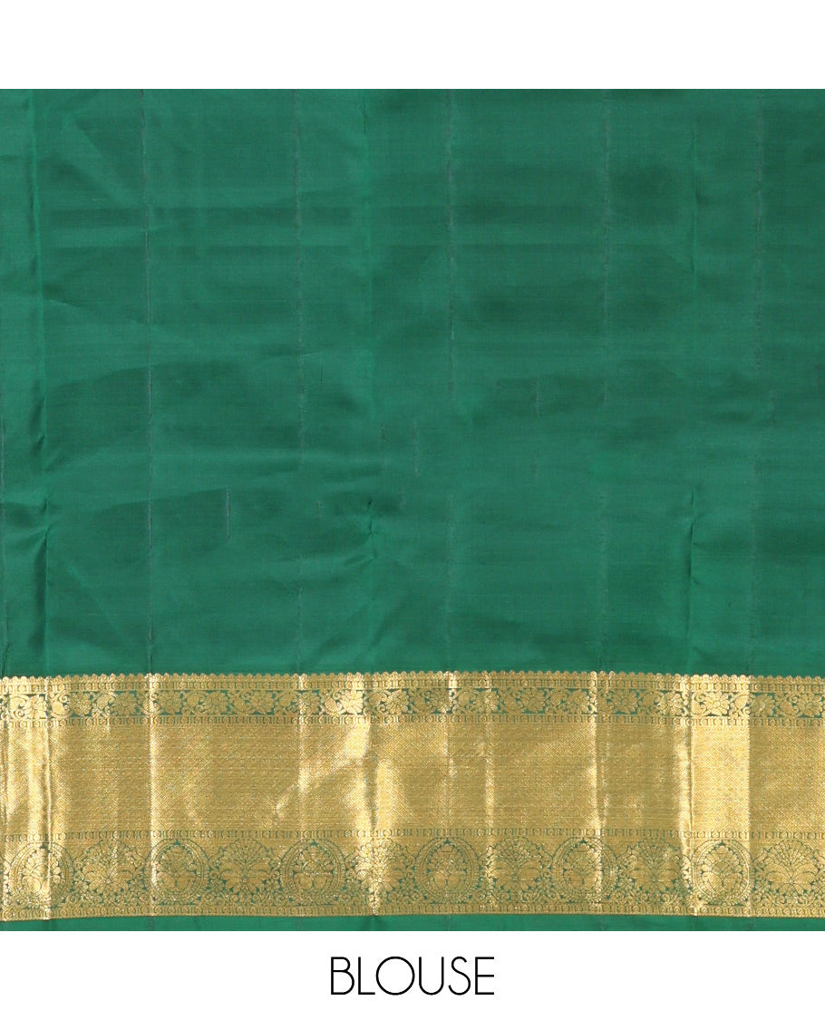 Pink Vasundhara Silk Saree, Embellished with Zari Stripes, a Contrast Border of Jaal, and Chakram Designs, a Diagonally Striped Pallu, and a Contrast Blouse