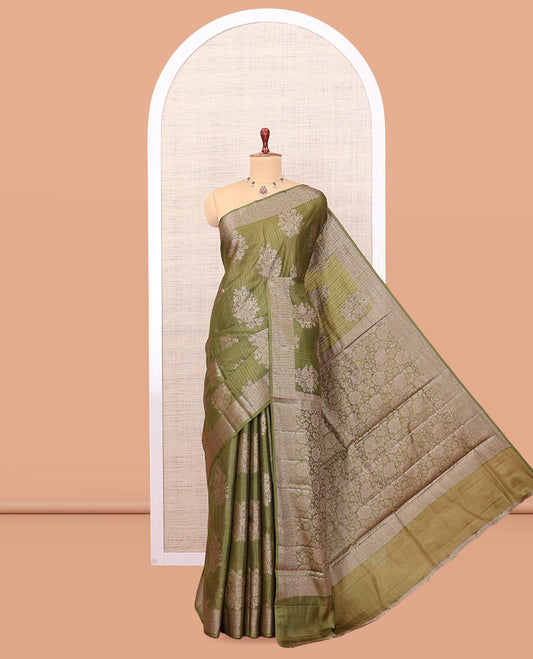 Green Tussar Silk Saree