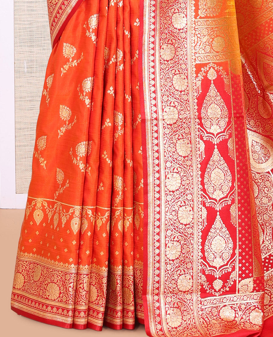 Orange Banaras Nylon Saree