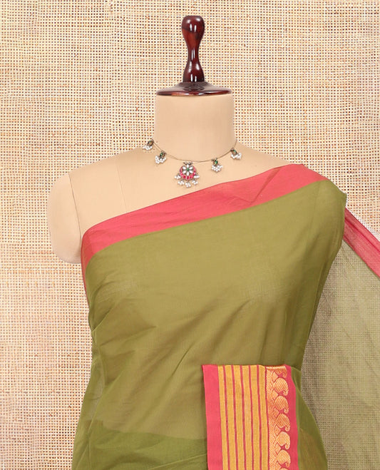 Green Plain Venkatagiri Cotton Saree