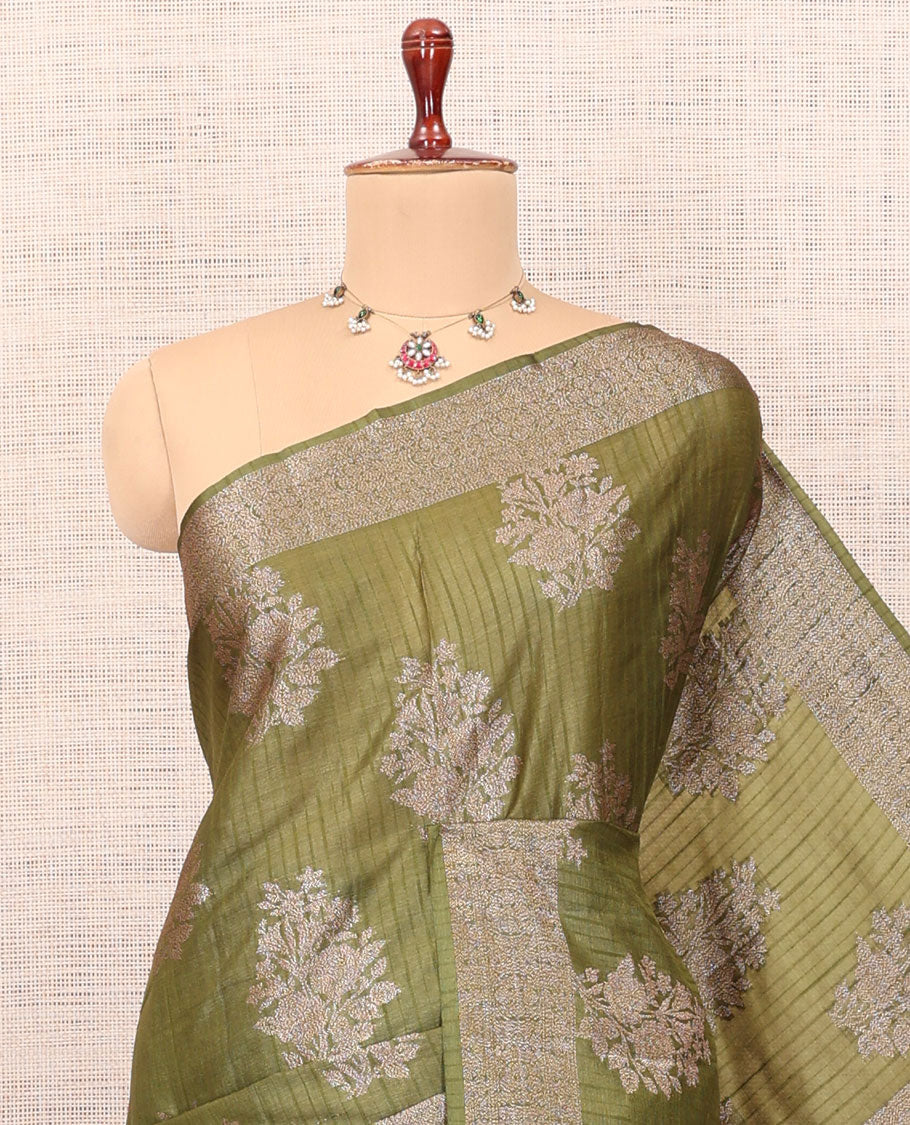 Green Tussar Silk Saree