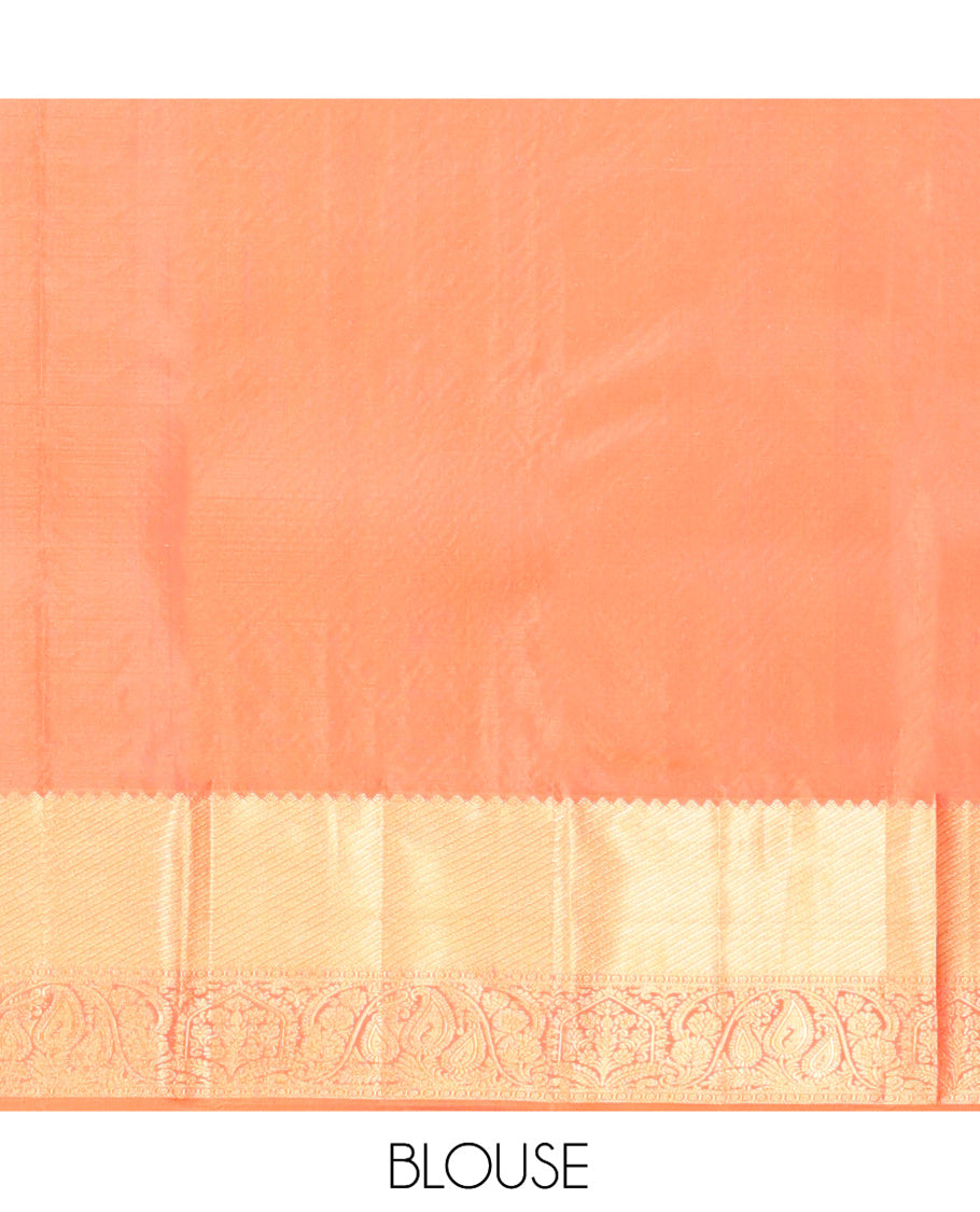 Orange Jacquard Kanchipuram Wedding Silk Saree