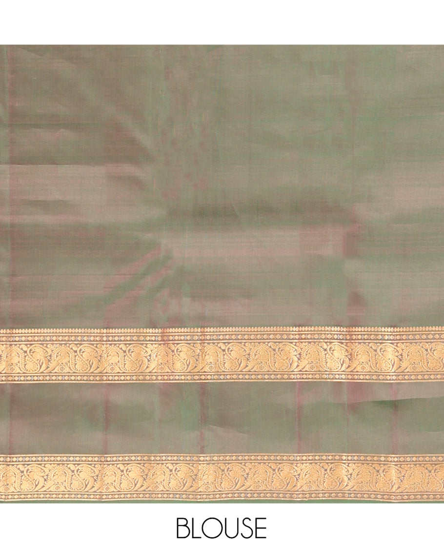 Pink Vasundhara Lite Silk Mix Saree Features Zari Buttas, a Contrast Rettai Pettu Traditional Border of Mayil Designs, Jaal Pallu, and a Contrast Blouse